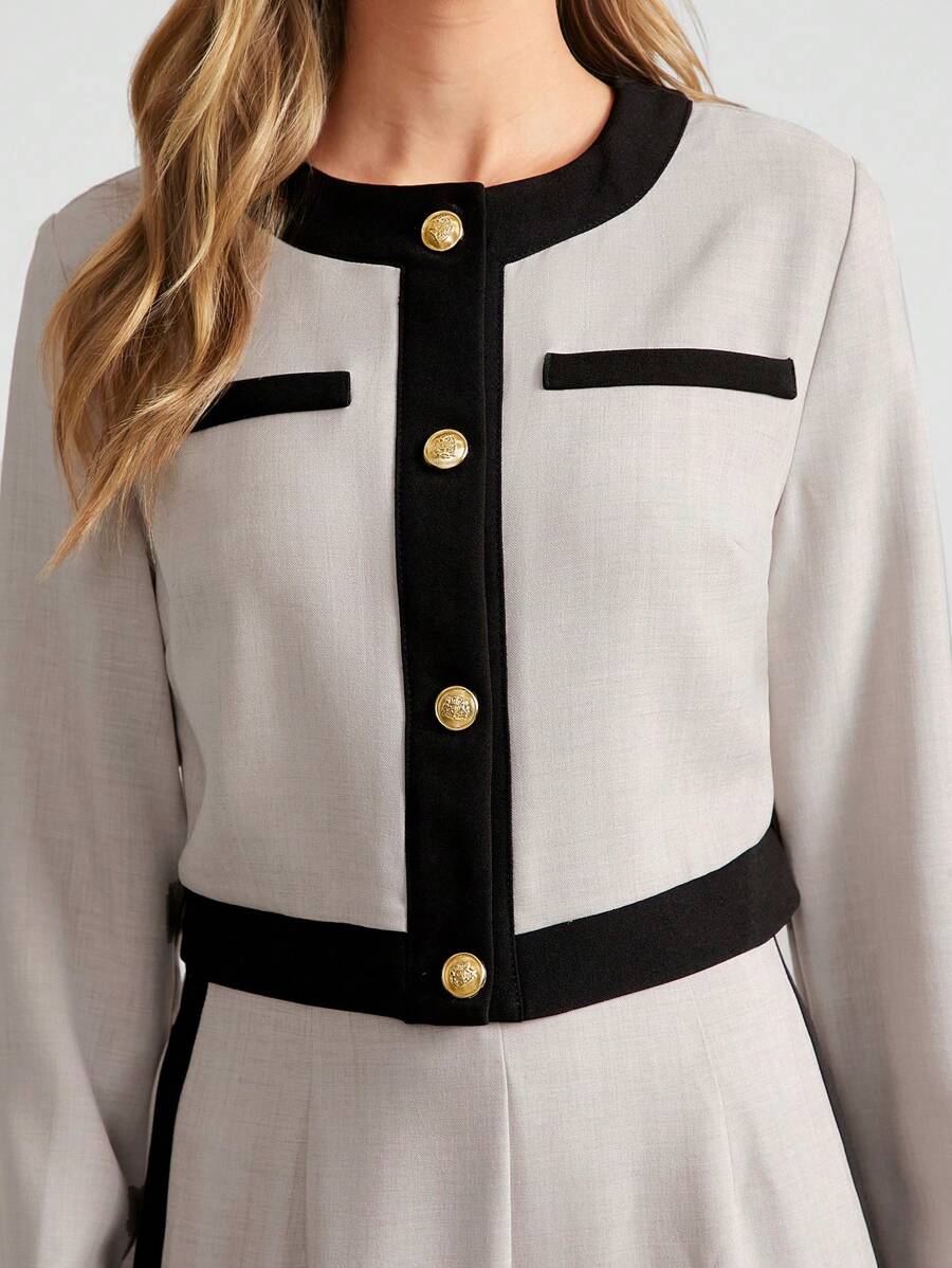Buy SHEIN Amorya Women Contrast Color Trim Pants Sets in Pakistan
