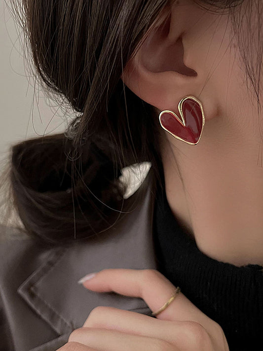 Buy SHEIN Andkiss Heart Shaped Stud Earrings in Pakistan