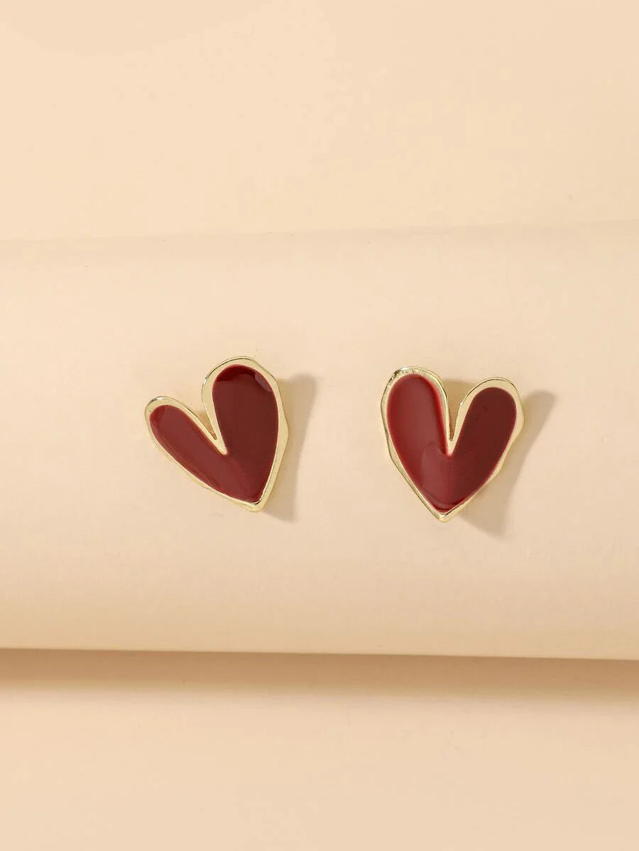 Buy SHEIN Andkiss Heart Shaped Stud Earrings in Pakistan