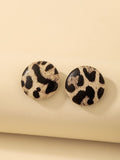 Buy SHEIN Andkiss Leopard Pattern Round Stud Earrings in Pakistan