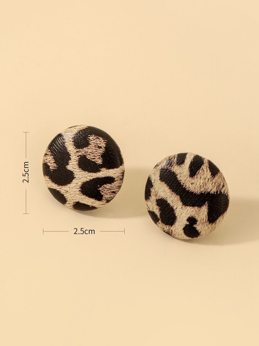 Buy SHEIN Andkiss Leopard Pattern Round Stud Earrings in Pakistan