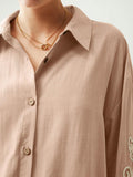 Buy SHEIN Anewsta Cotton Linen Texture Vacation Rose Hand Cranked Shirts in Pakistan