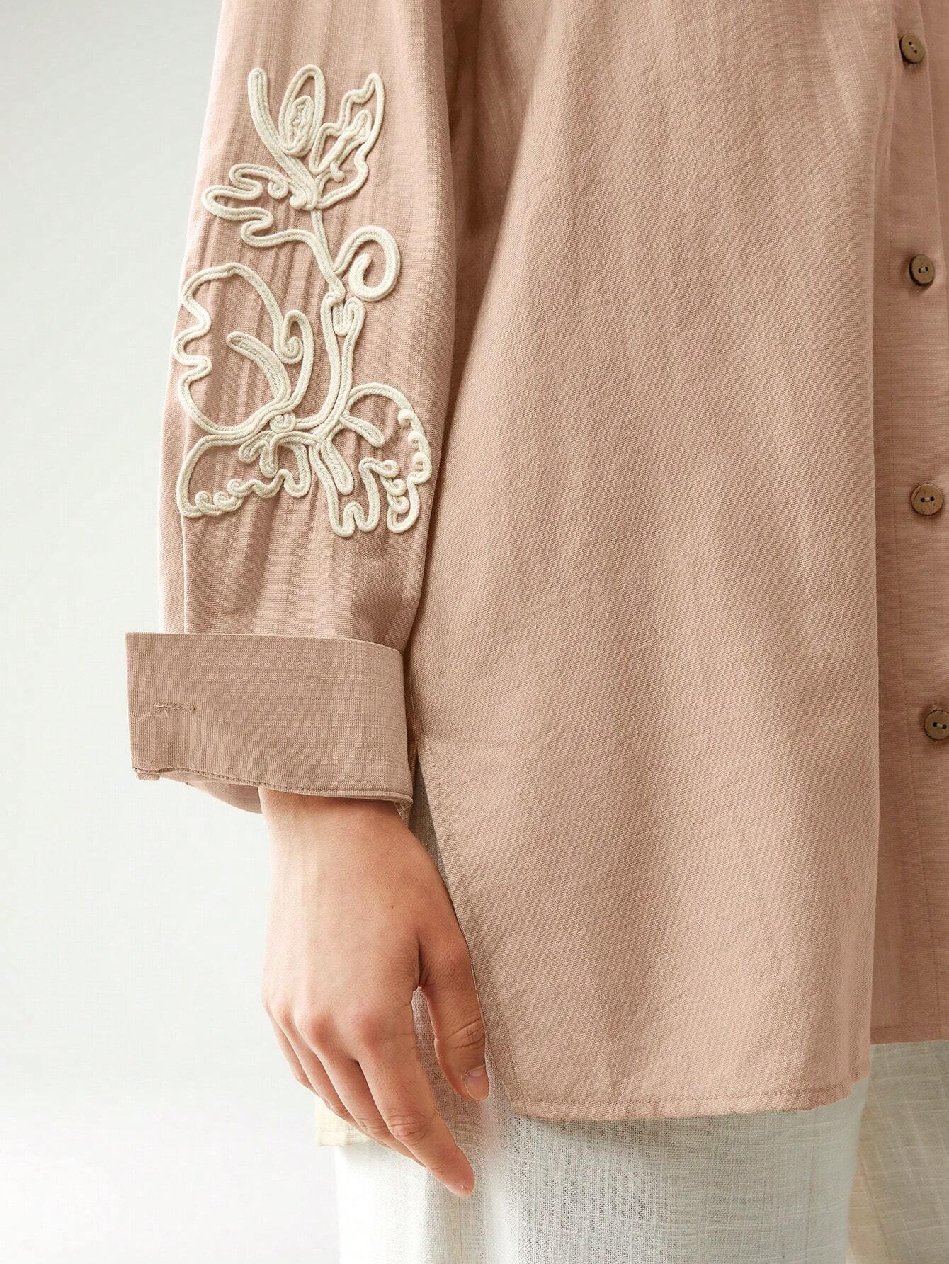 Buy SHEIN Anewsta Cotton Linen Texture Vacation Rose Hand Cranked Shirts in Pakistan