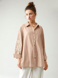 Buy SHEIN Anewsta Cotton Linen Texture Vacation Rose Hand Cranked Shirts in Pakistan