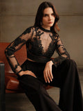 Buy SHEIN Anewsta Crochet Mesh Embroidery Sexy See-Through Blouse in Pakistan