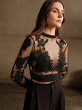 Buy SHEIN Anewsta Crochet Mesh Embroidery Sexy See-Through Blouse in Pakistan