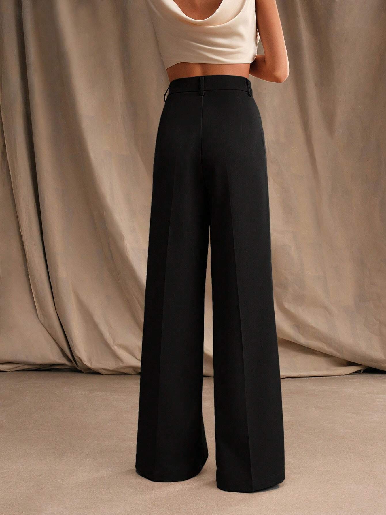 Buy Anewsta Women's Plain Simple Daily Straight High-Waisted Pants in Pakistan