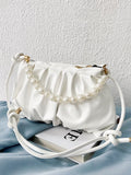 Buy SHEIN Argyle Princess Faux Pearl & Rhinestone Pearl Chain & Decor Minimalist Pearls Decor Ruched Bag For Party, Wedding, Prom And Dinner, Lipsticks, Women's Pearl BagMinimalist,Fashion in Pakistan