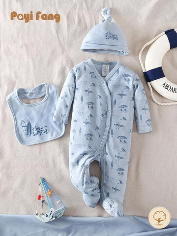 Buy SHEIN Baby Footie Pants, Sports And Beach Style Hat & Bib Set in Pakistan