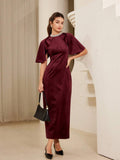 Buy SHEIN Aveloria Rosie Elegant Beaded Collar Waist Cinched Velvet Bodycon Dress in Pakistan