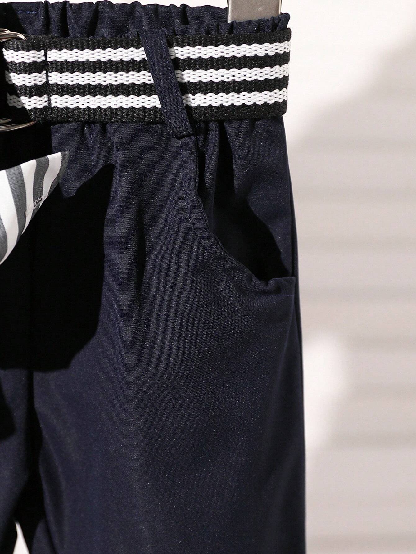 Buy SHEIN Baby Boy 2pcs Set: Striped Stylish Shirt And Black Suit Pants in Pakistan