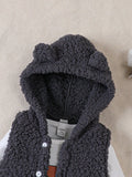 Buy SHEIN Baby Boy 3D Ear Patched Hooded Teddy Vest Coat & 1pc Cartoon Graphic Bodysuit & 1pc Pants in Pakistan