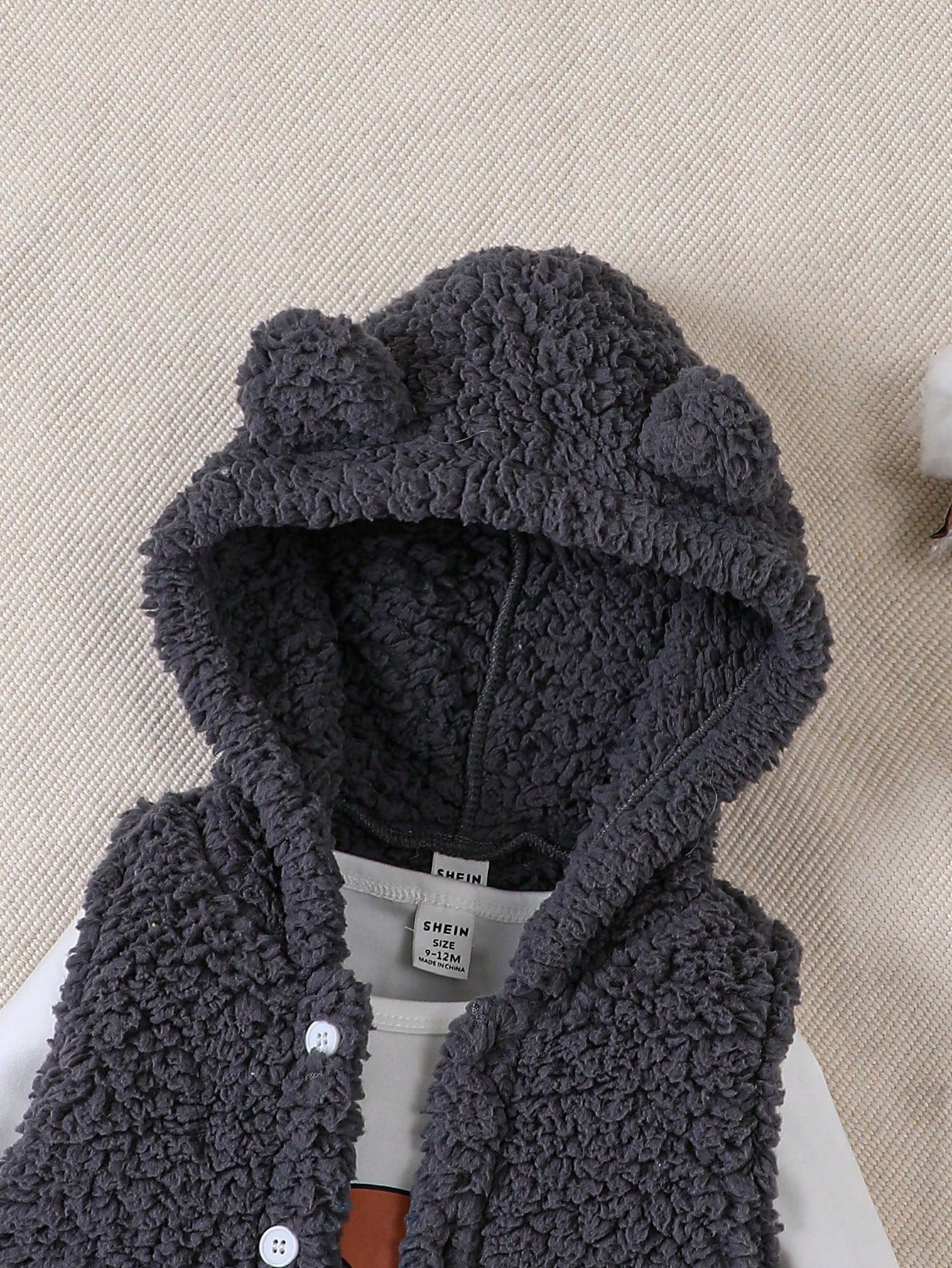 Buy SHEIN Baby Boy 3D Ear Patched Hooded Teddy Vest Coat & 1pc Cartoon Graphic Bodysuit & 1pc Pants in Pakistan