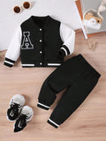 Buy SHEIN Baby Boy Fashion Casual Letter Baseball Jacket Set in Pakistan
