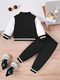 Buy SHEIN Baby Boy Fashion Casual Letter Baseball Jacket Set in Pakistan