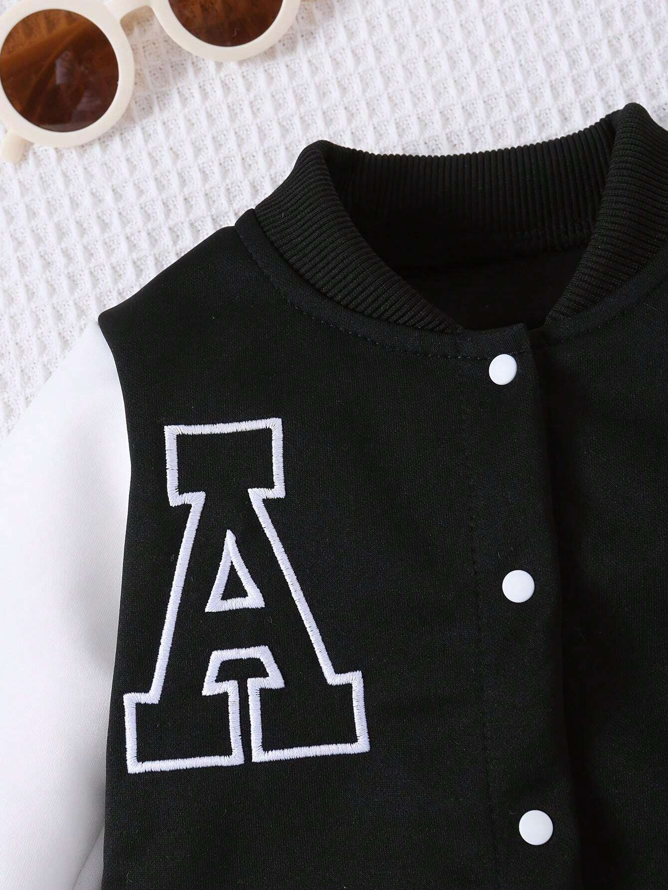 Buy SHEIN Baby Boy Fashion Casual Letter Baseball Jacket Set in Pakistan