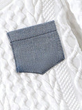 Buy Baby Boy Patchwork Denim Pocket Round Neck Long Sleeve Top And Distressed Jeans Set in Pakistan