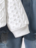 Buy Baby Boy Patchwork Denim Pocket Round Neck Long Sleeve Top And Distressed Jeans Set in Pakistan