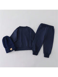 Buy SHEIN Infant & Toddler Plain Color Cartoon Bear Head Long Sleeve Crew Neck 2pcs Clothing Set, Excludes Shoes & Hat, Spring & Autumn in Pakistan