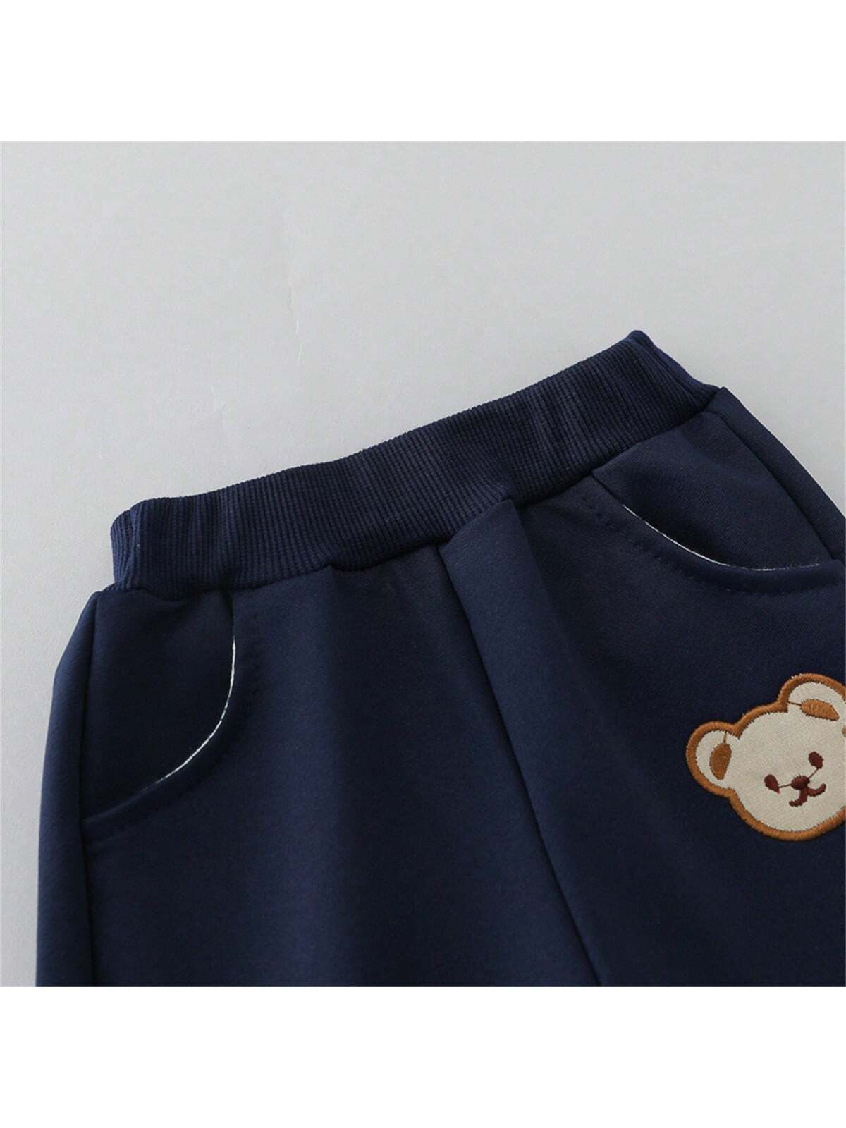 Buy SHEIN Infant & Toddler Plain Color Cartoon Bear Head Long Sleeve Crew Neck 2pcs Clothing Set, Excludes Shoes & Hat, Spring & Autumn in Pakistan