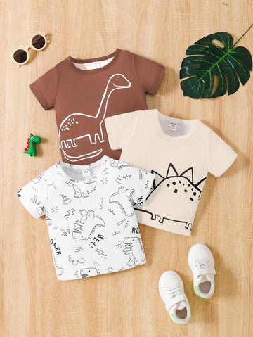 Buy SHEIN Baby Boy Spring/Summer Knitted Short Sleeve Top 3-Piece Set, Casual in Pakistan