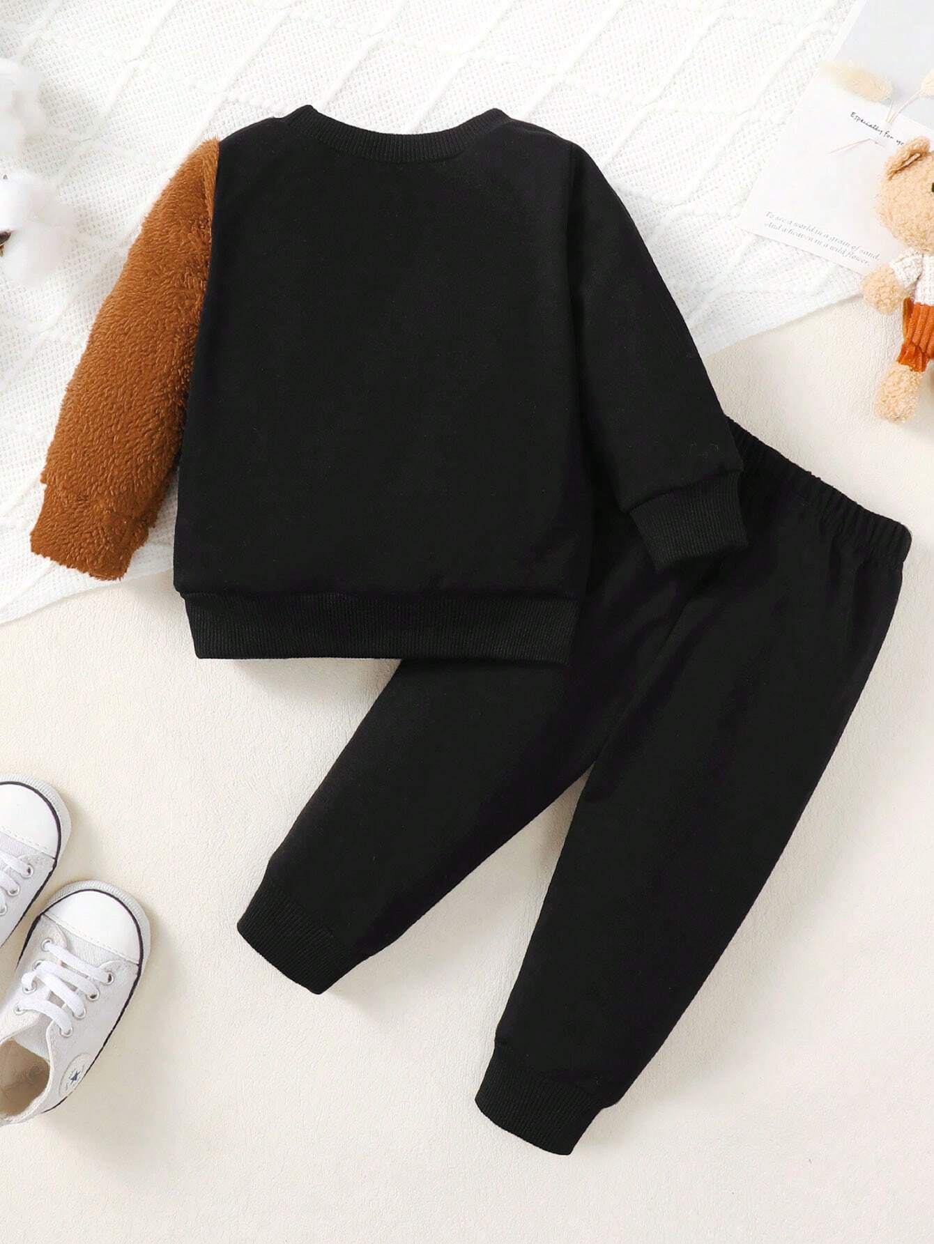 Buy SHEIN Baby Boy Teddy Bear Embroidery Sweatshirt & Sweatpants in Pakistan