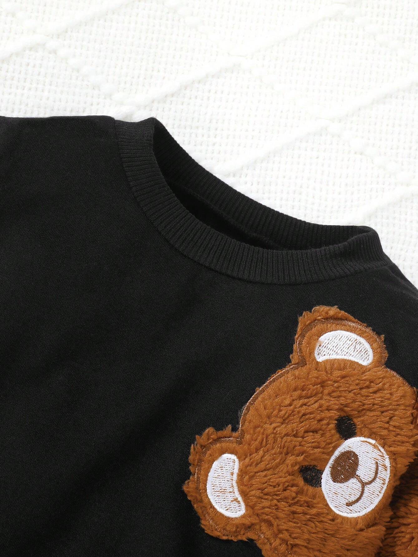 Buy SHEIN Baby Boy Teddy Bear Embroidery Sweatshirt & Sweatpants in Pakistan