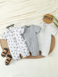 Buy SHEIN Baby Boy's Stylish Casual Striped Print Romper Set Of 3 For Spring/Summer in Pakistan