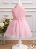 Buy SHEIN Baby Girl Double Button Mesh Hem Belted Dress in Pakistan