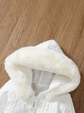 Buy SHEIN Baby Girl Fuzzy Trim Hooded Bodysuit & Sweatpants in Pakistan