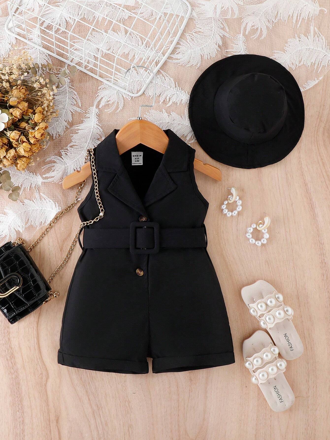 Buy SHEIN Baby Girl Solid Color Simple Style Sleeveless Romper in Pakistan