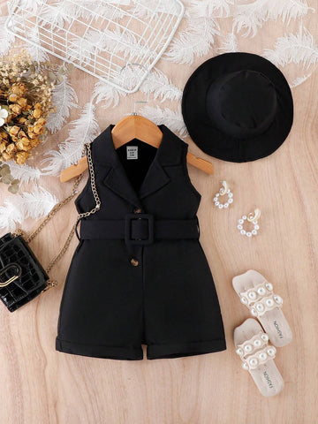 Buy SHEIN Baby Girl Solid Color Simple Style Sleeveless Romper in Pakistan