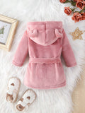 Buy SHEIN Baby Girls' Hooded Bathrobe With 3d Ear Design And Waist Belt Included in Pakistan