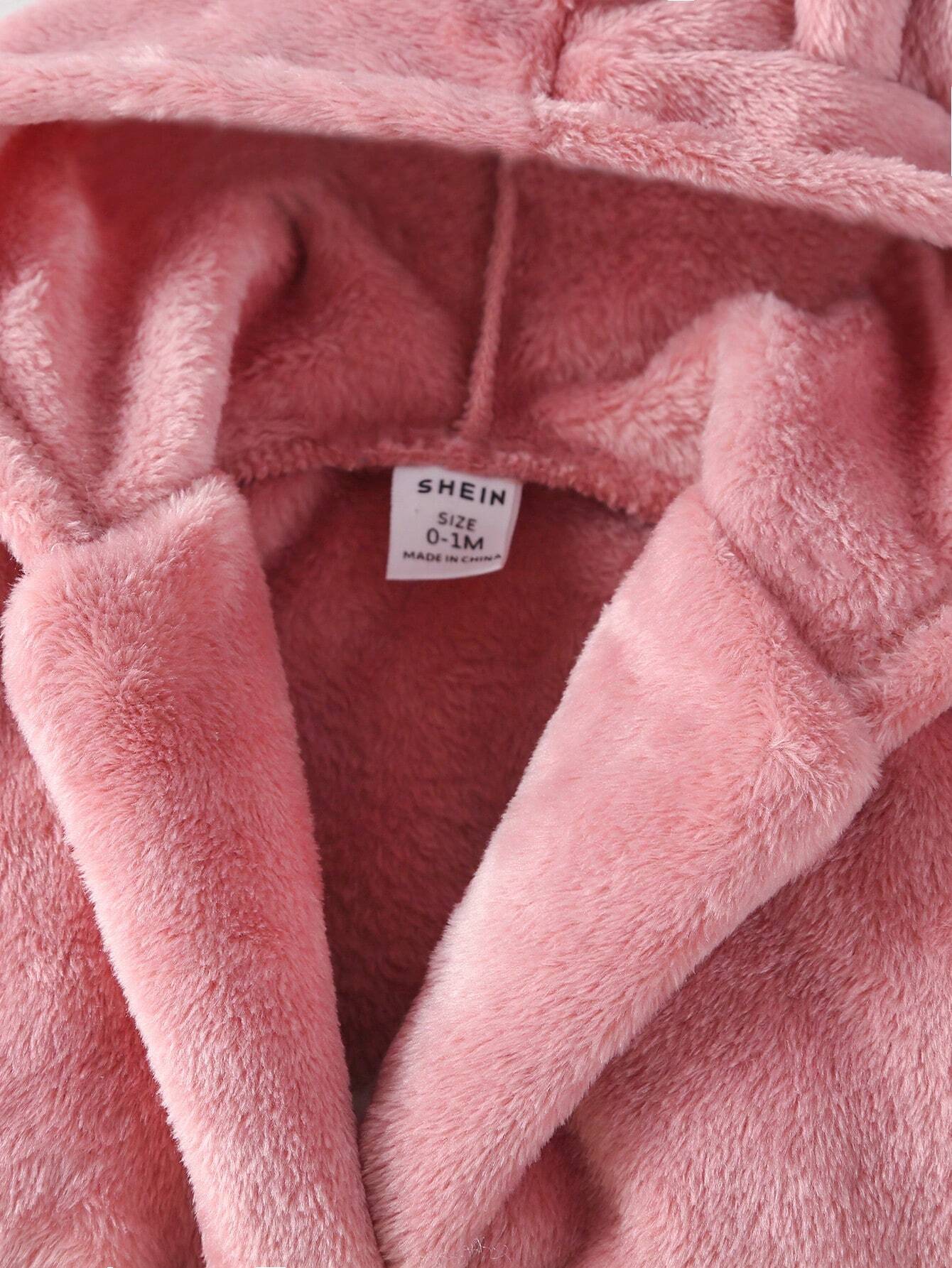 Buy SHEIN Baby Girls' Hooded Bathrobe With 3d Ear Design And Waist Belt Included in Pakistan