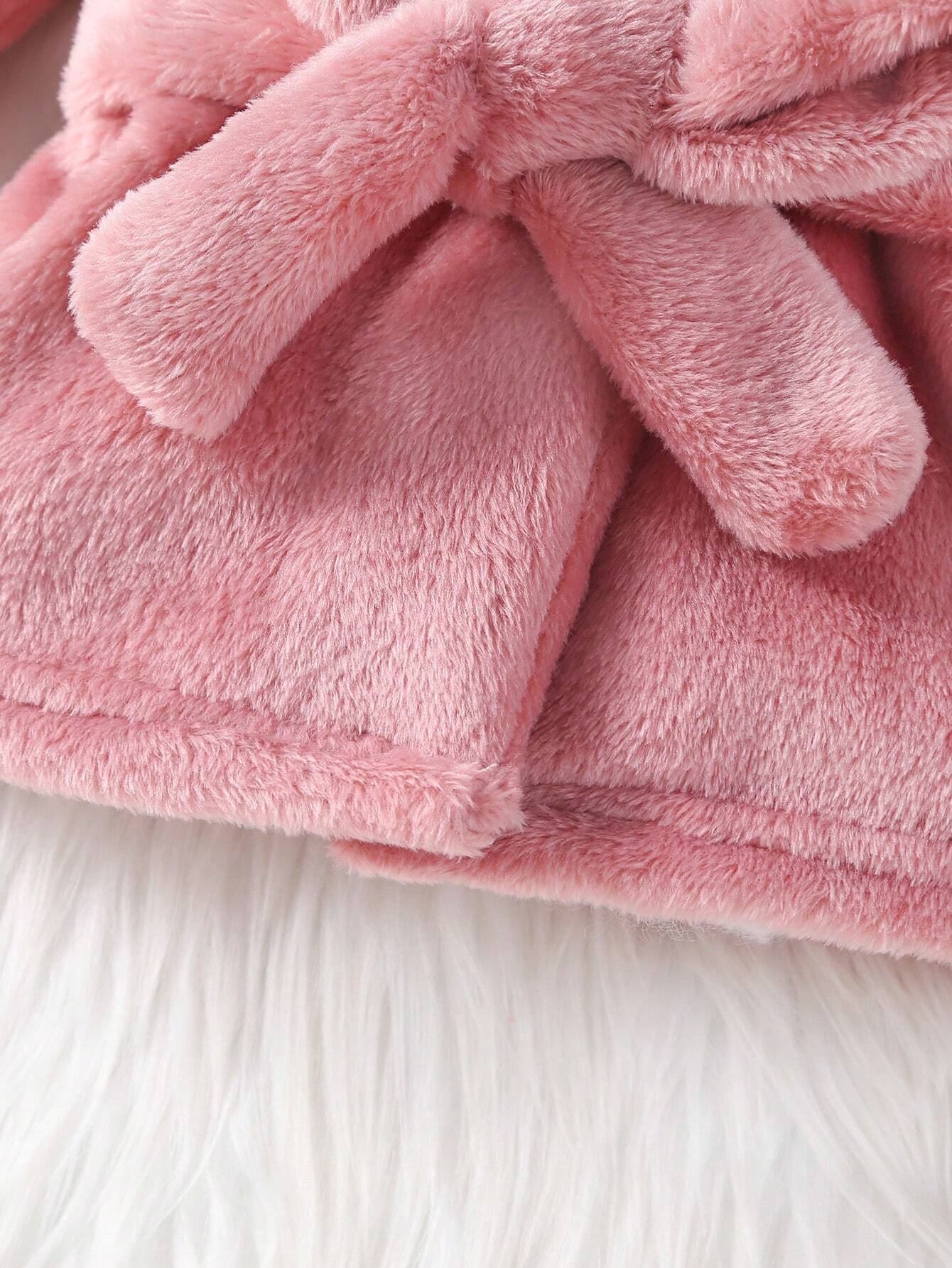 Buy SHEIN Baby Girls' Hooded Bathrobe With 3d Ear Design And Waist Belt Included in Pakistan