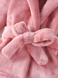 Buy SHEIN Baby Girls' Hooded Bathrobe With 3d Ear Design And Waist Belt Included in Pakistan