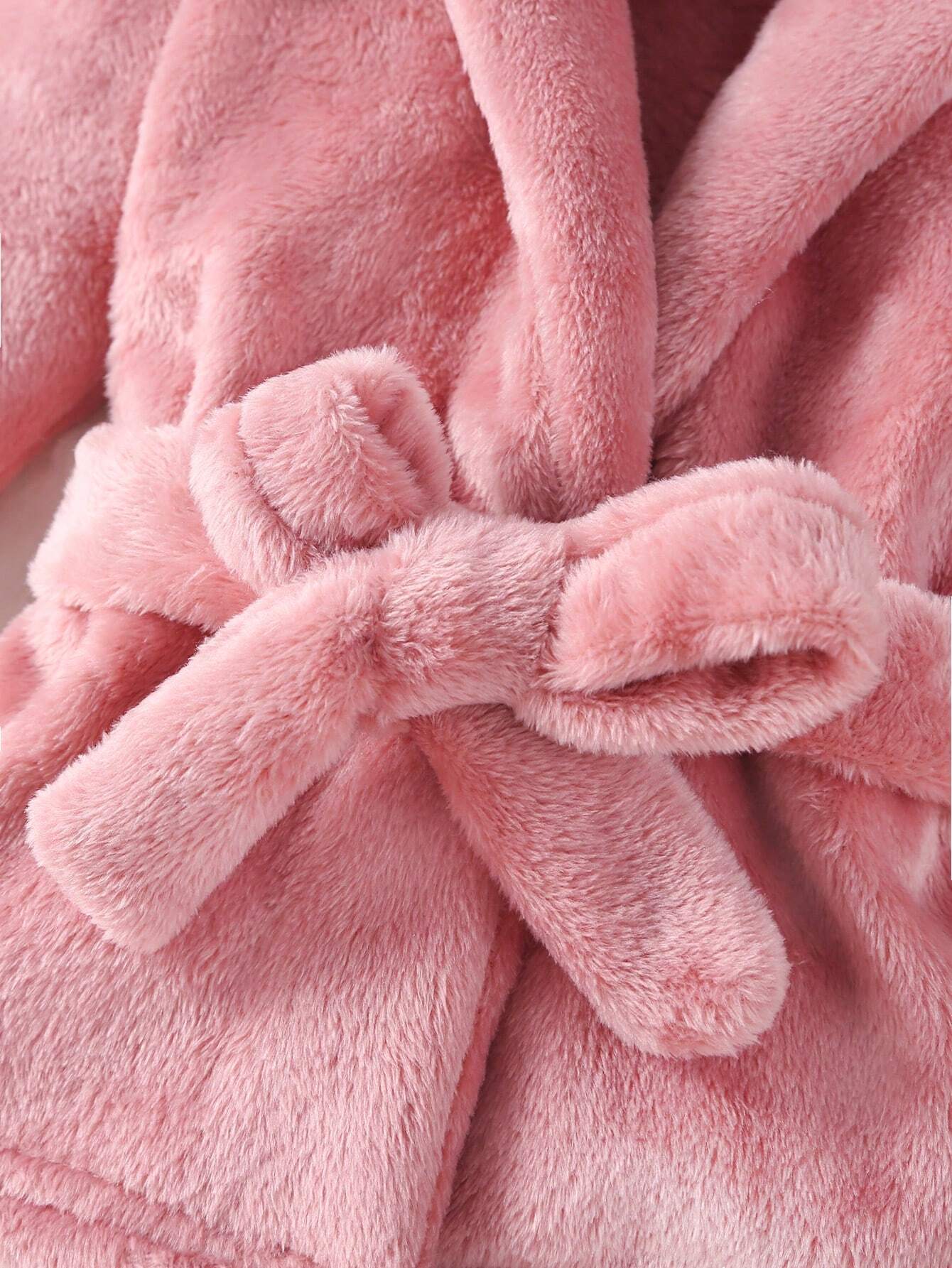 Buy SHEIN Baby Girls' Hooded Bathrobe With 3d Ear Design And Waist Belt Included in Pakistan