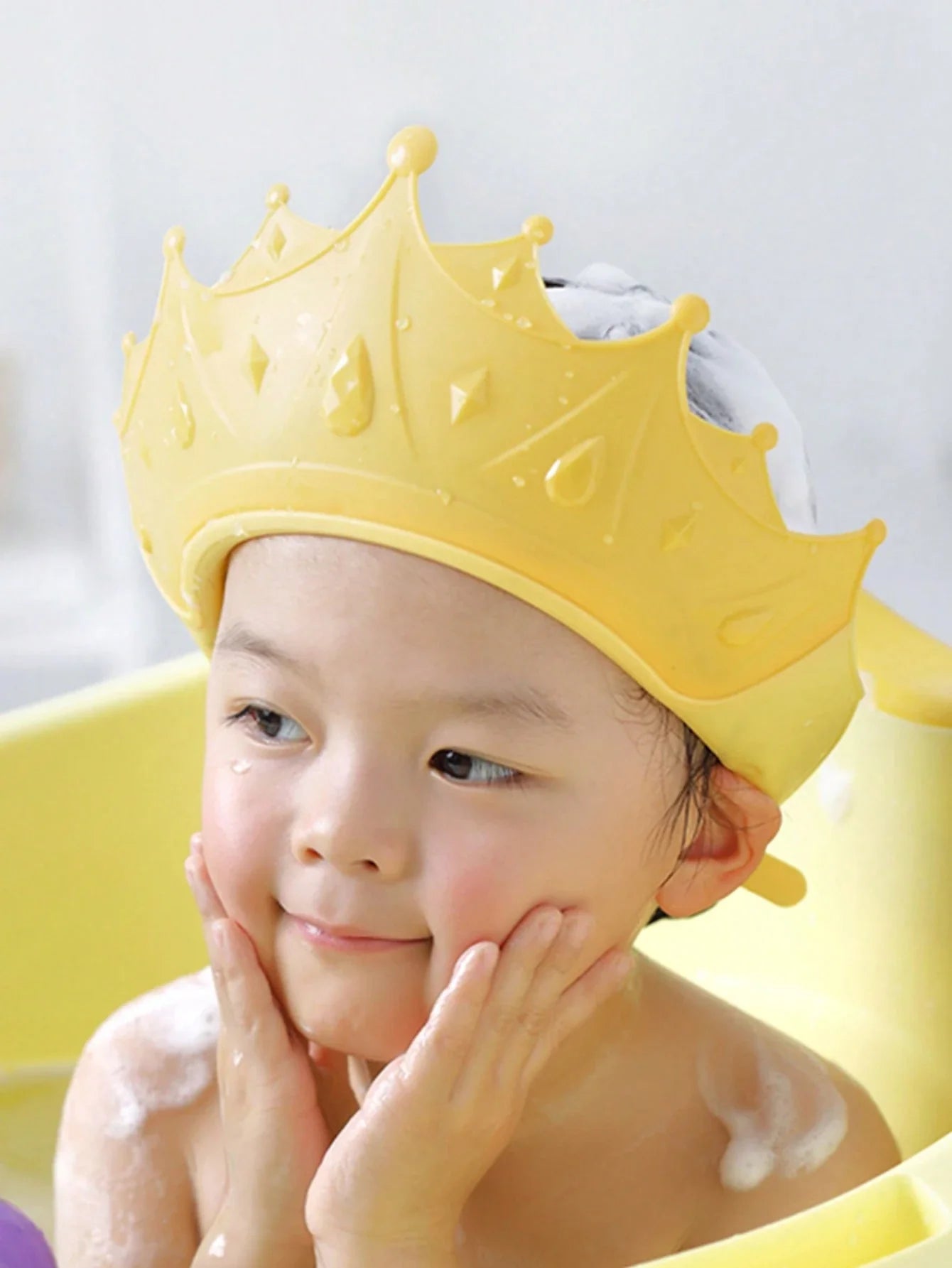 Buy SHEIN Baby Silicone Shampoo Cap With Cute Crown Design, Perfect For Wearing While Washing Hair, Suitable For Children And Toddlers Shower Cap in Pakistan