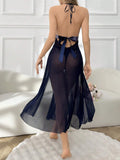 Buy SHEIN Backless Satin Strap Design Sexy Pajama Night Dress With Halter Neckline For Women Long Dress in Pakistan