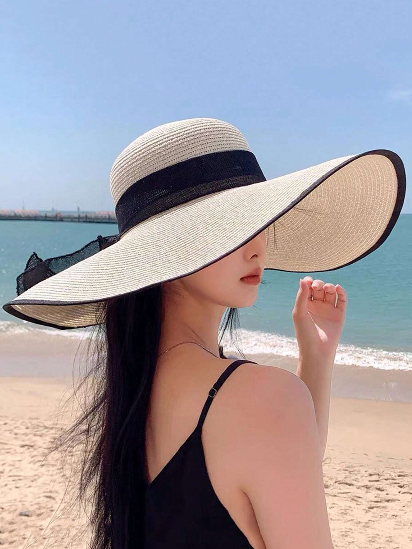 Buy SHEIN Boho 1pc Women Fashion Accessories Bow Decor Summer Beach Straw Hat in Pakistan