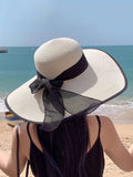 Buy SHEIN Boho 1pc Women Fashion Accessories Bow Decor Summer Beach Straw Hat in Pakistan