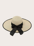 Buy SHEIN Boho 1pc Women Fashion Accessories Bow Decor Summer Beach Straw Hat in Pakistan