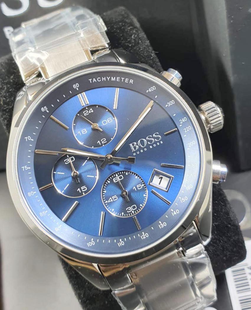 Buy Hugo Boss Mens Chronograph Quartz Stainless Steel Blue Dial 44mm Watch - 1513478 in Pakistan