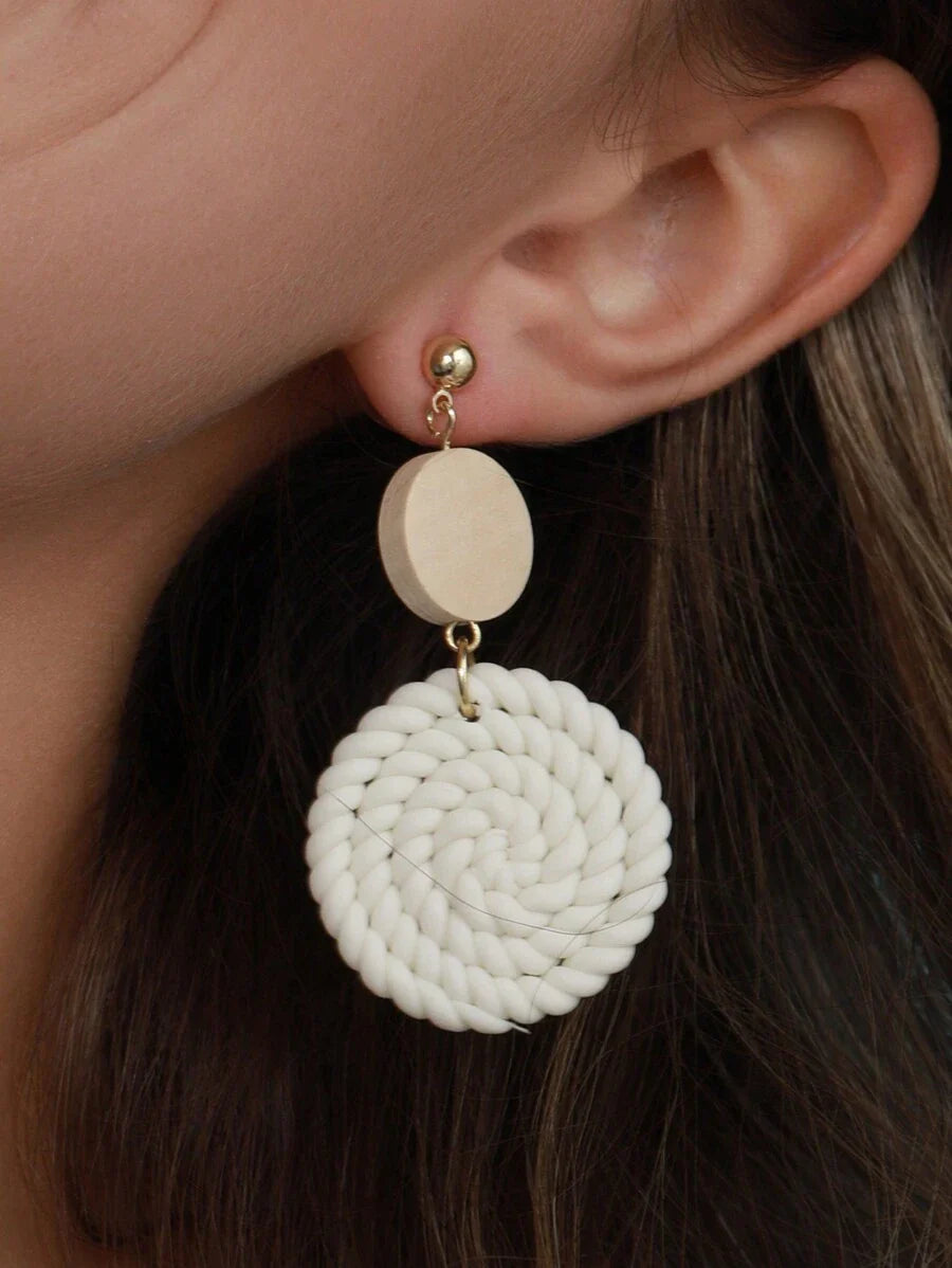 Buy SHEIN Braided Detail Round Drop Earrings in Pakistan