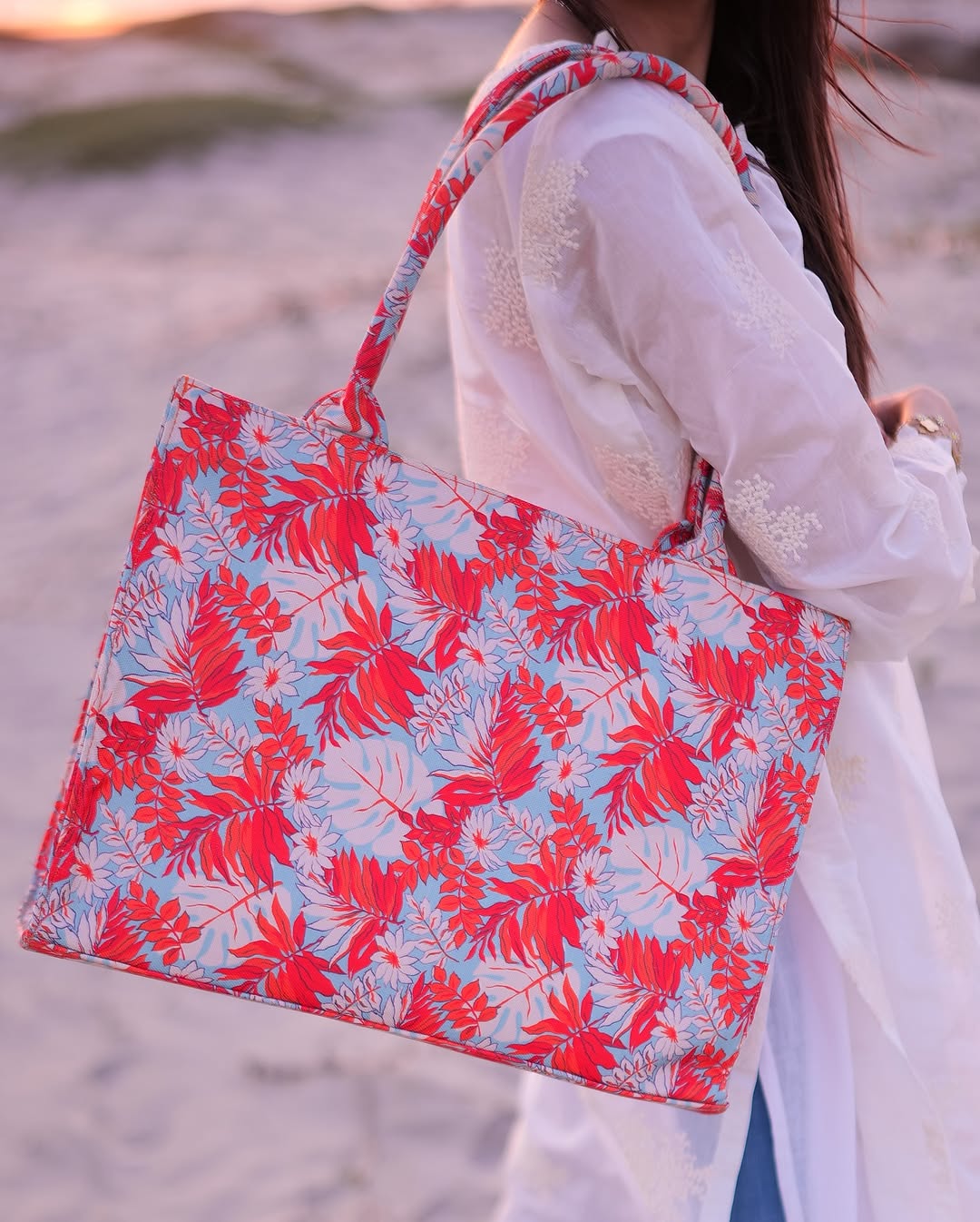Buy Canvas Tote Bags Orange Leaf in Pakistan
