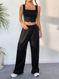 Buy SHEIN Button Front Tank Top & Wide Leg Pants in Pakistan