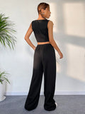 Buy SHEIN Button Front Tank Top & Wide Leg Pants in Pakistan