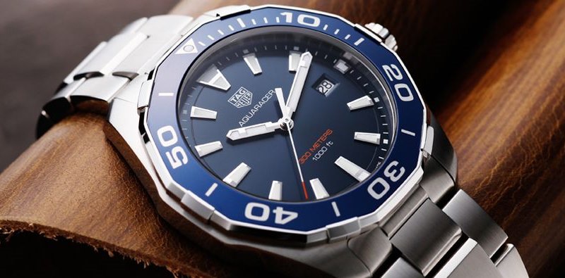 Buy Tag Heuer Aquaracer Blue Dial Silver Steel Strap Watch for Men - WAY101C.BA0746 in Pakistan