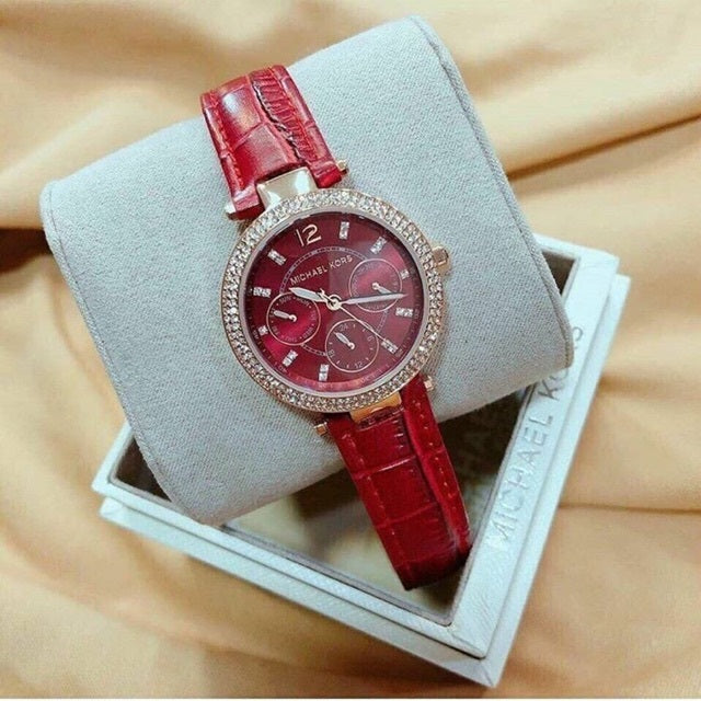 Buy Michael Kors Mini Parker Red Dial Red Leather Strap Ladies Watch - Mk6451 in Pakistan