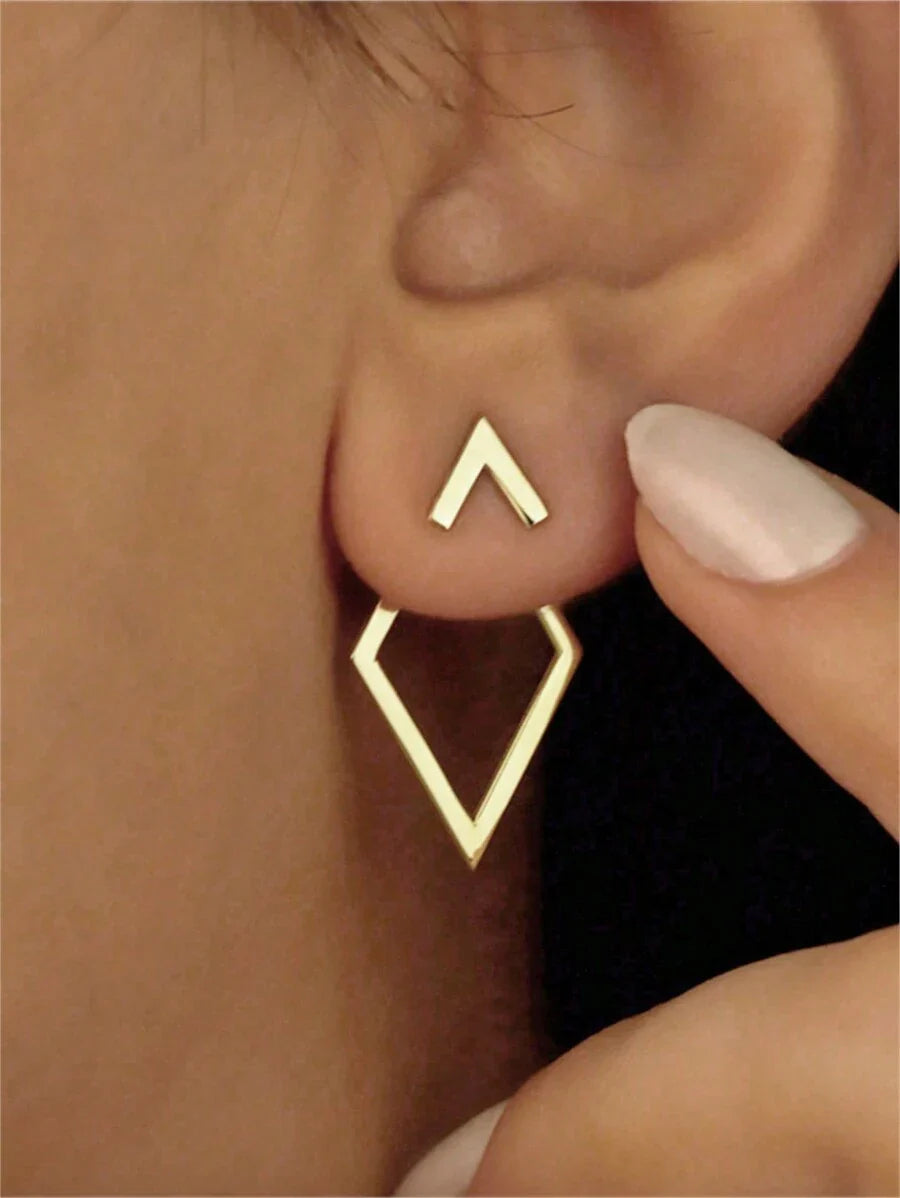 Buy SHEIN CHOSHILAR 1pair Metallic Geometric Diamond Shaped Arrow Dangle Earrings, Two Way Wearing Design For Women in Pakistan